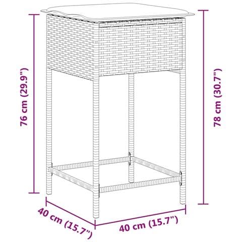 Sgabelli da Bar con Cuscini 2 pz Beige in Polyrattan - Foto 9