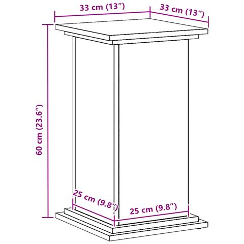 Supporto per Piante Rovere Nero 33x33x60 cm Legno Ingegnerizzato - Foto 9