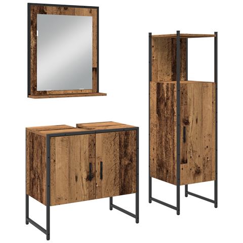 Set di Mobile Bagno 3 Pezzi in Legno Invecchiato - Foto 1