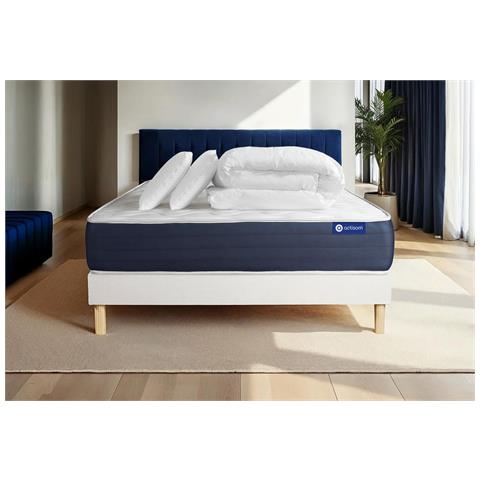 Pacchetto Letto Completo - Materasso 160x200cm + Box Spring Con Doghe (in Kit) + 2 Cuscini + Piumino - Actiflex Sleep - Foto 1