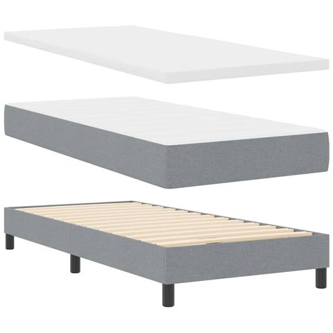 Letto box spring con materasso Grigio chiaro 90 x 200 cm - Foto 1