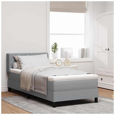 Letto box spring con materasso Grigio chiaro 90 x 200 cm - Foto 2