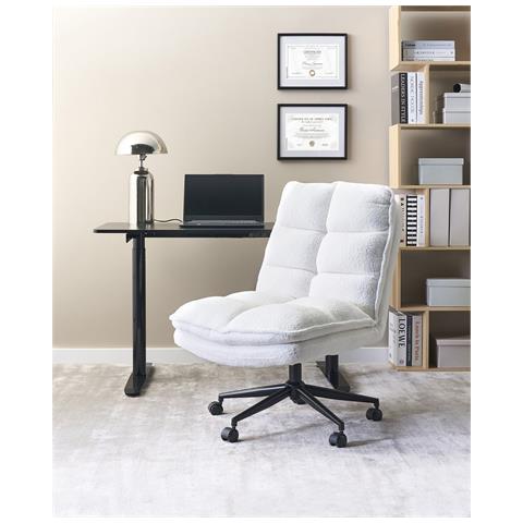 Sedia Da Ufficio Addison Bouclé Bianco - Foto 1