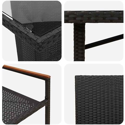 Set da Pranzo per Giardino 7 pcs Nero 190 x 80 x 75 cm - Foto 9