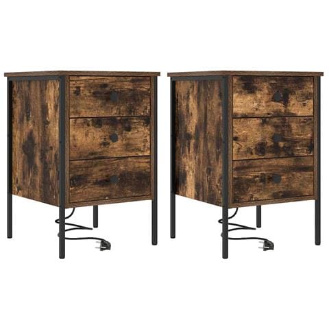 Mobiletti da Notte 2 pcs Rovere fumo 42 x 41 x 61 cm - Foto 1