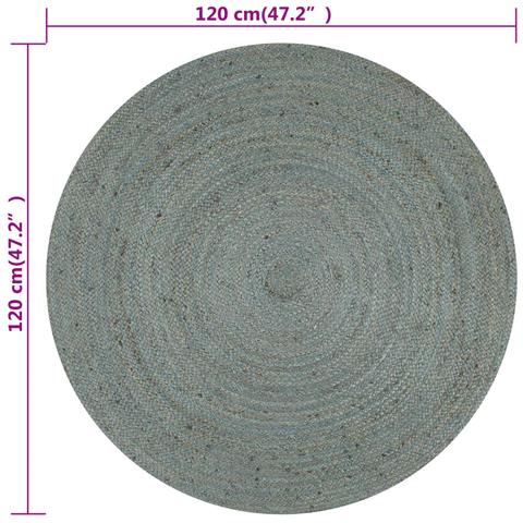 Tappeto Lavorato A Mano In Juta Rotondo 120 Cm Verde Oliva - Foto 6