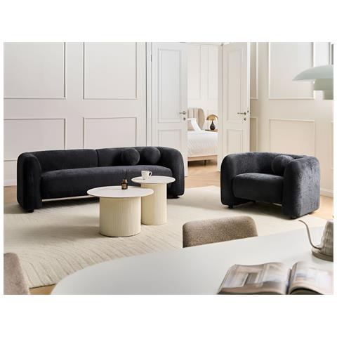 Set Da Salotto 4 Posti Leiren Ciniglia Nero - Foto 1