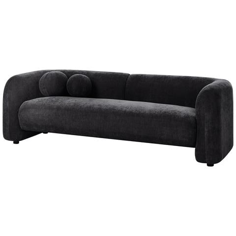 Set Da Salotto 4 Posti Leiren Ciniglia Nero - Foto 2