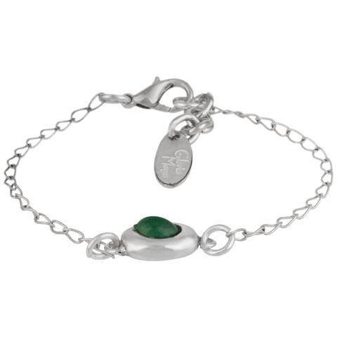 Bracciale A Catena Placcato Argento Con Resina Verde Smeraldo - Foto 1