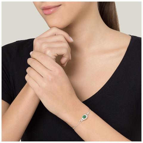 Bracciale A Catena Placcato Argento Con Resina Verde Smeraldo - Foto 2