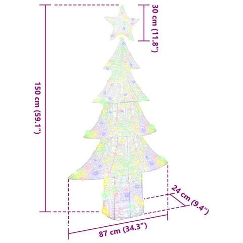 Albero di Natale con 240 LED Multicolore 180 cm Acrilico - Foto 8
