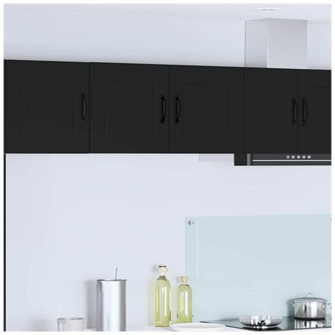 Pensile cucina con porta Nero 80 x 31 x 40 cm Legno multistrato - Foto 2