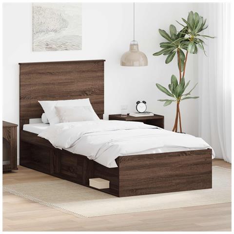 Struttura del letto Rovere Marrone 100 x 200 cm Pino massello - Foto 2