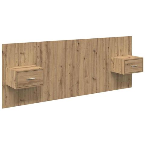 Testata con Comodino 3 pcs Rovere artigianale Legno multistrato - Foto 1