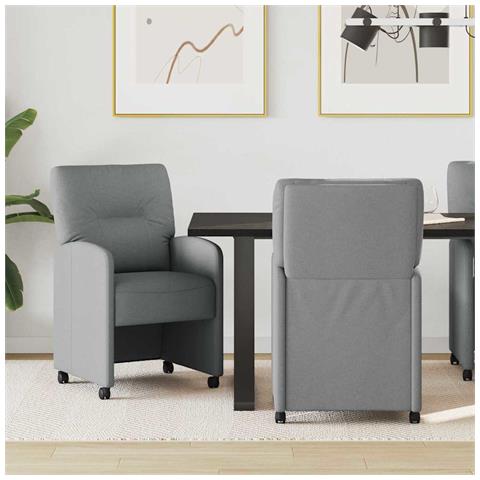 Sedie da Pranzo con Ruote 2 pcs Grigio chiaro 57 x 67 x 95 cm - Foto 2
