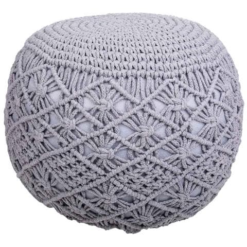 Puf In Cotone Intrecciato Grigio 45x45x40h - Foto 1