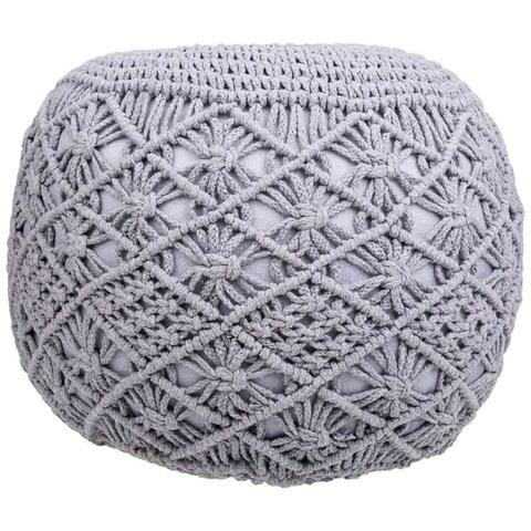 Puf In Cotone Intrecciato Grigio 45x45x40h - Foto 2