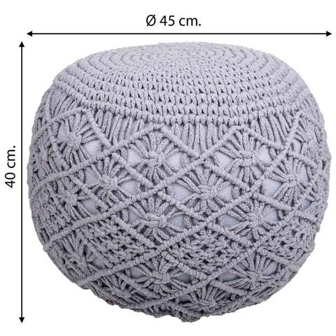Puf In Cotone Intrecciato Grigio 45x45x40h - Foto 5