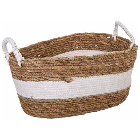 Navicella In Fibra Naturale Marrone 47x35x20h - Foto 1