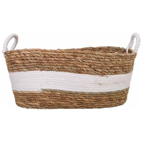 Navicella In Fibra Naturale Marrone 47x35x20h - Foto 2
