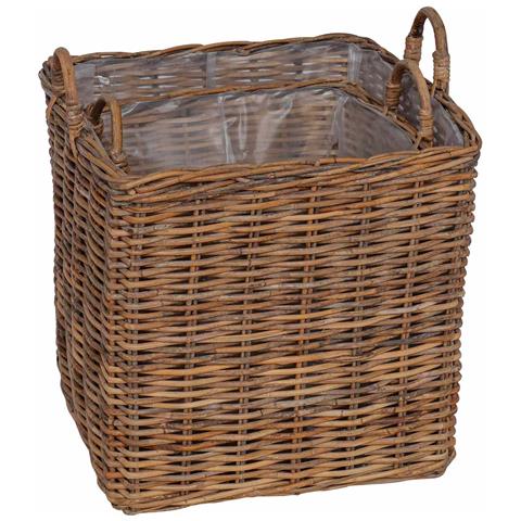 Cestino per Piante con archiviazione 2 pcs Marrone Rattan Lacak - Foto 9