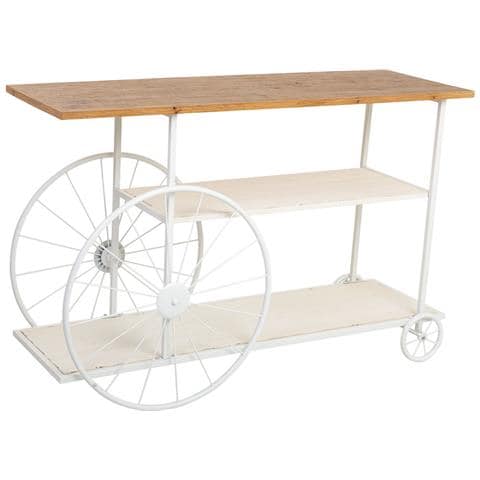 Console In Legno E Metallo Laccato Bianco Con 2 Ripiani 120x42x78h Cm - Foto 1