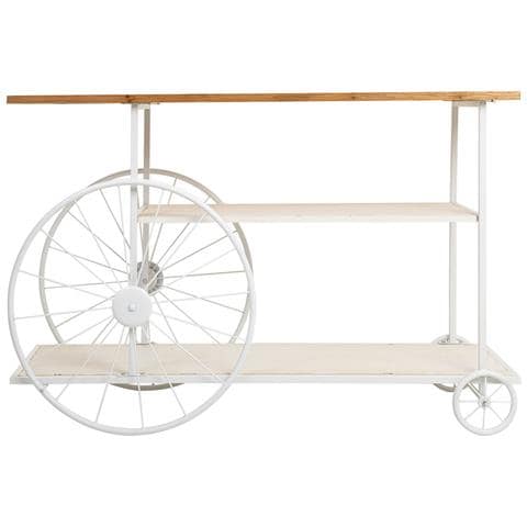 Console In Legno E Metallo Laccato Bianco Con 2 Ripiani 120x42x78h Cm - Foto 2