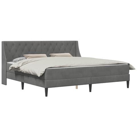 Struttura letto con materasso Grigio scuro 200 x 200 cm Velluto - Foto 1