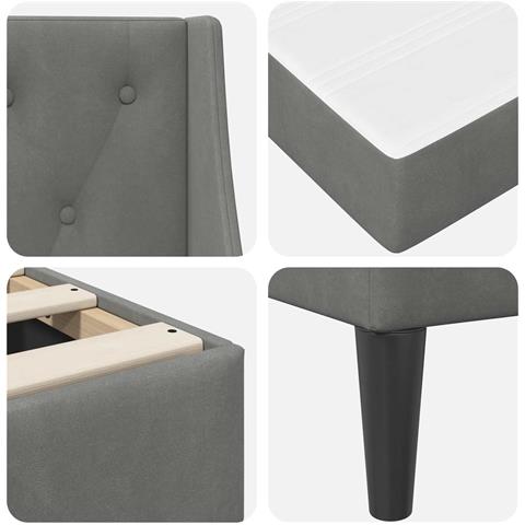 Struttura letto con materasso Grigio scuro 200 x 200 cm Velluto - Foto 9