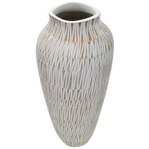 Vaso Stiky Bianco E Oro In Resina Texture A Bastoncelli 23x50 Cm - Foto 2
