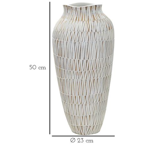 Vaso Stiky Bianco E Oro In Resina Texture A Bastoncelli 23x50 Cm - Foto 6