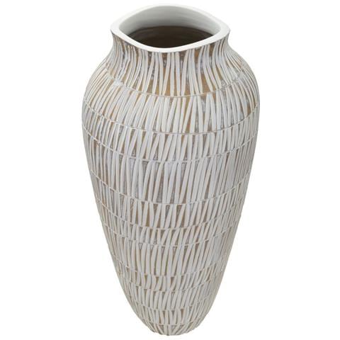 Vaso Decorativo Vkh666-bianco-poliresina-23x23x50 Cm - Foto 2