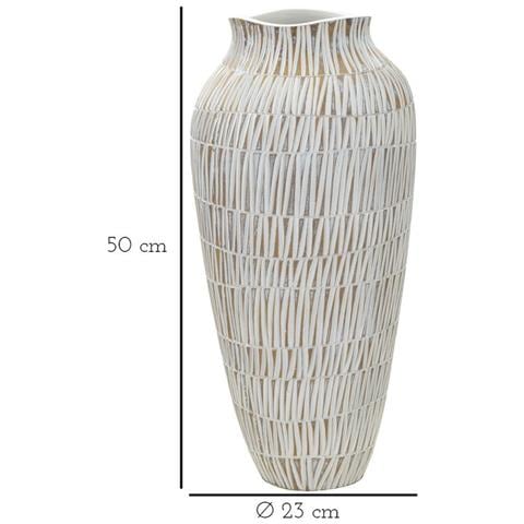 Vaso Decorativo Vkh666-bianco-poliresina-23x23x50 Cm - Foto 6