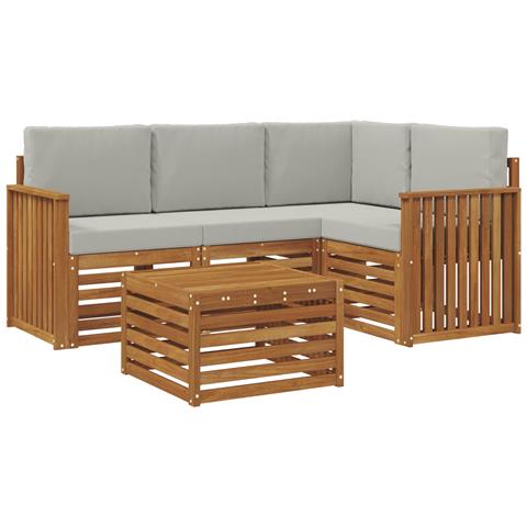 Set di divani da esterno 5 pcs Grigio Naturale e Chiaro - Foto 1