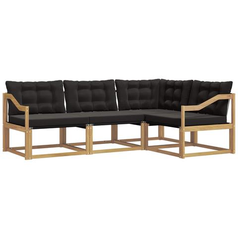 Set di divani da esterno con cuscino 4 pcs Bianco e Nero - Foto 1