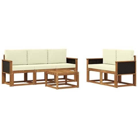 Set di divani da esterno con cuscino 6 pcs Naturale e Crema - Foto 1