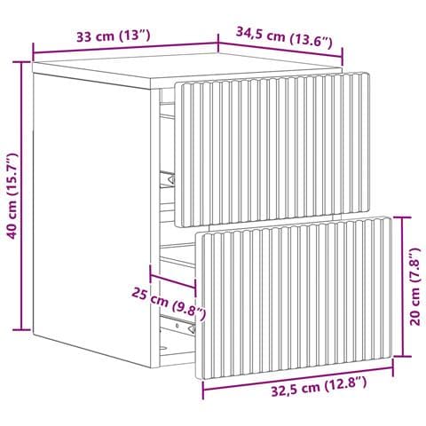 Mobiletto da notte a muro 2 pcs Bianco 33 x 34,5 x 40 cm - Foto 9