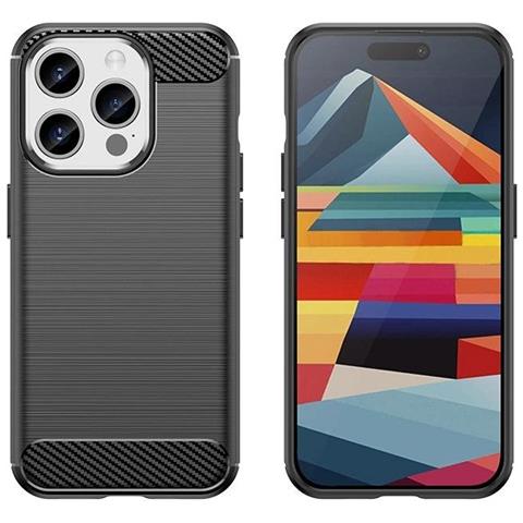 Custodia In Carbonio Flessibile Per Iphone 15 Pro - Nera - Foto 1