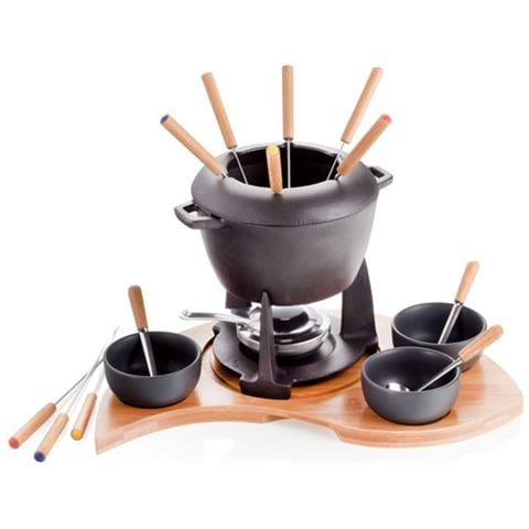Fonduta Mezzaluna con Supporto set 17 pezzi Ghisa Bamboo - Foto 1