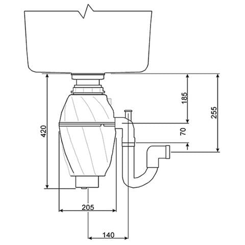 Tritarifiuti Dissipatore Rifiuti Alimentari Motore 0,5 HP KITFD050 - Foto 2