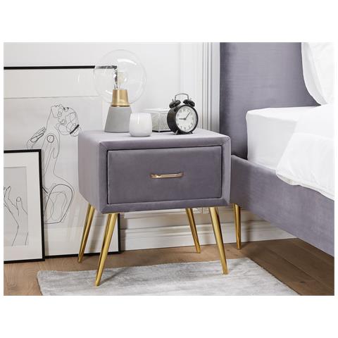 Comodino Rivestito In Velluto Grigio Flayat - Foto 12