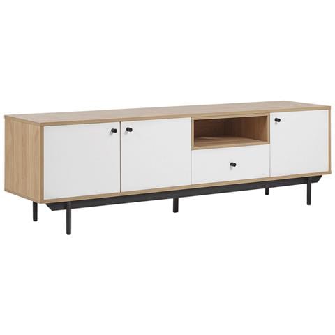 Mobile Porta Tv Color Legno Chiaro E Bianco Itaca - Foto 5