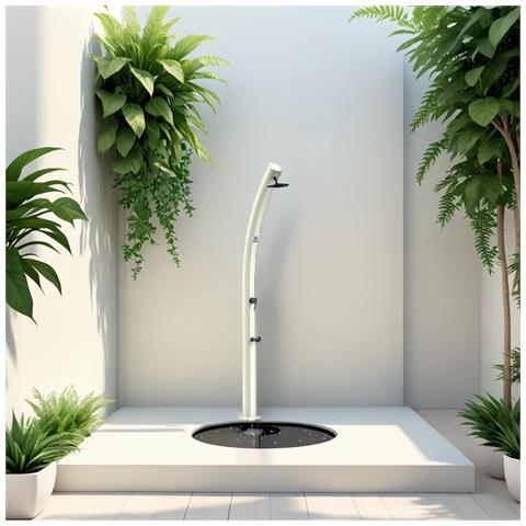 Emi Doccia Solare In Alluminio Con Soffione E Lavapiedi Da 25 Litri Bianca - Foto 1