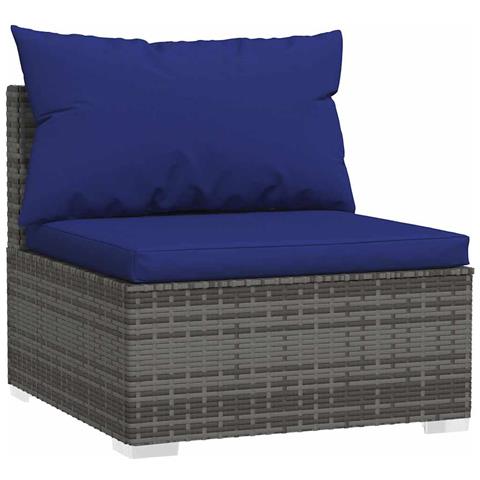 Set Divani Da Giardino 4 Pz Con Cuscini In Polyrattan Grigio - Foto 2