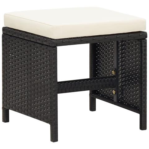 Set Da Pranzo Per Giardino 9pz Con Cuscini In Polyrattan Nero - Foto 2