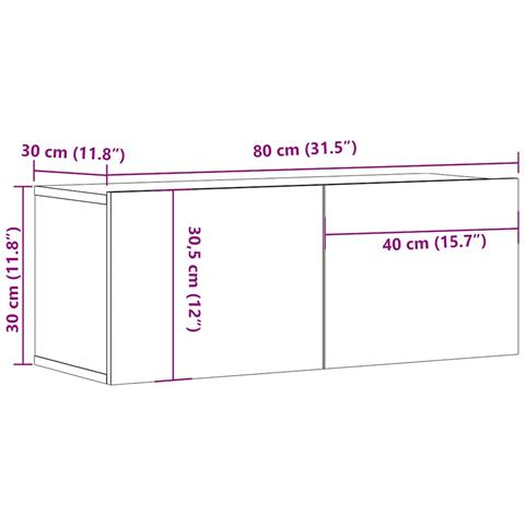 Mobile Tv Rovere Fumo 80x30x30 Cm In Legno Multistrato - Foto 9