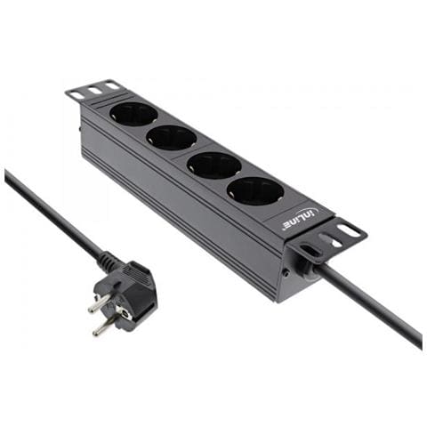 10"" Pdu, Presa Prtettiva A 4 Porte, Senza Interruttore, 2m, Nero - Foto 1
