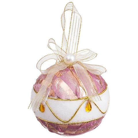Palle Di Natale Bianco Rosa Polyfoam Tessuto 8 X 8 X 8 Cm (4 Unità) - Foto 1