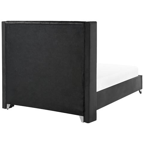 Letto Matrimoniale Velluto Nero E Argento 160 X 200 Cm Lubbon - Foto 2