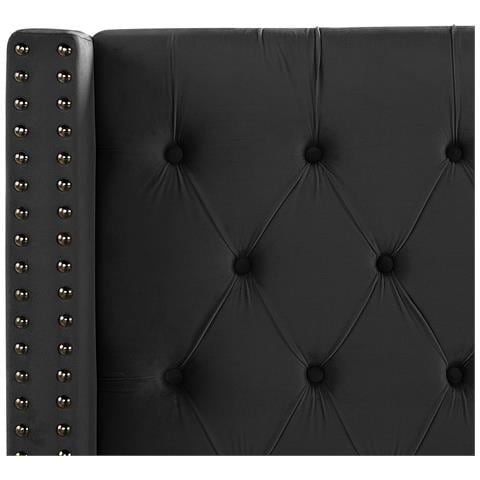 Letto Matrimoniale Velluto Nero E Argento 160 X 200 Cm Lubbon - Foto 8